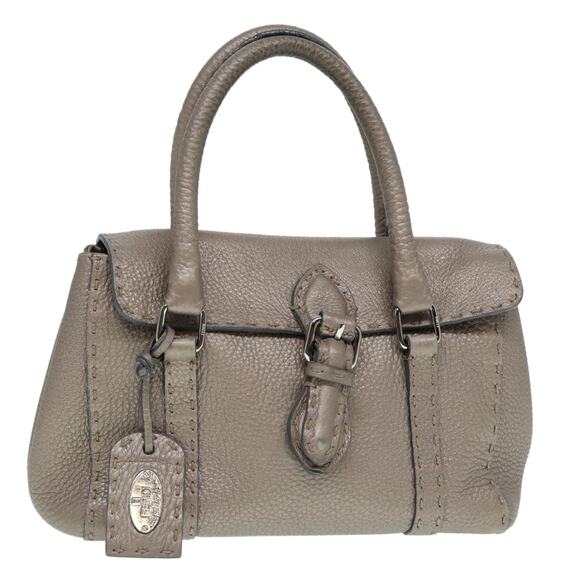 FENDI Celeria Hand Bag Leather Silver - Picture 1 of 13